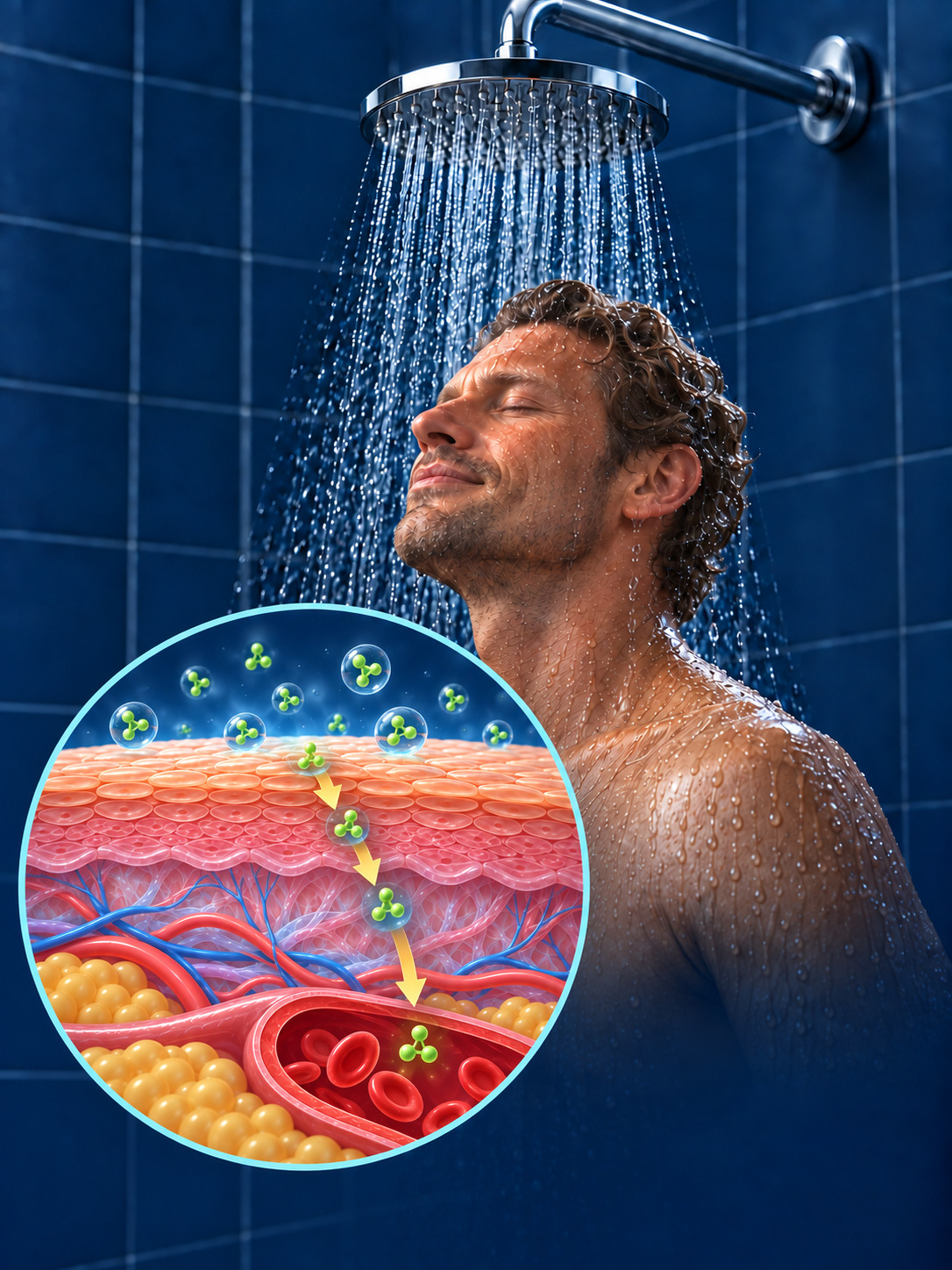 Approved shower illustration with skin-barrier detail