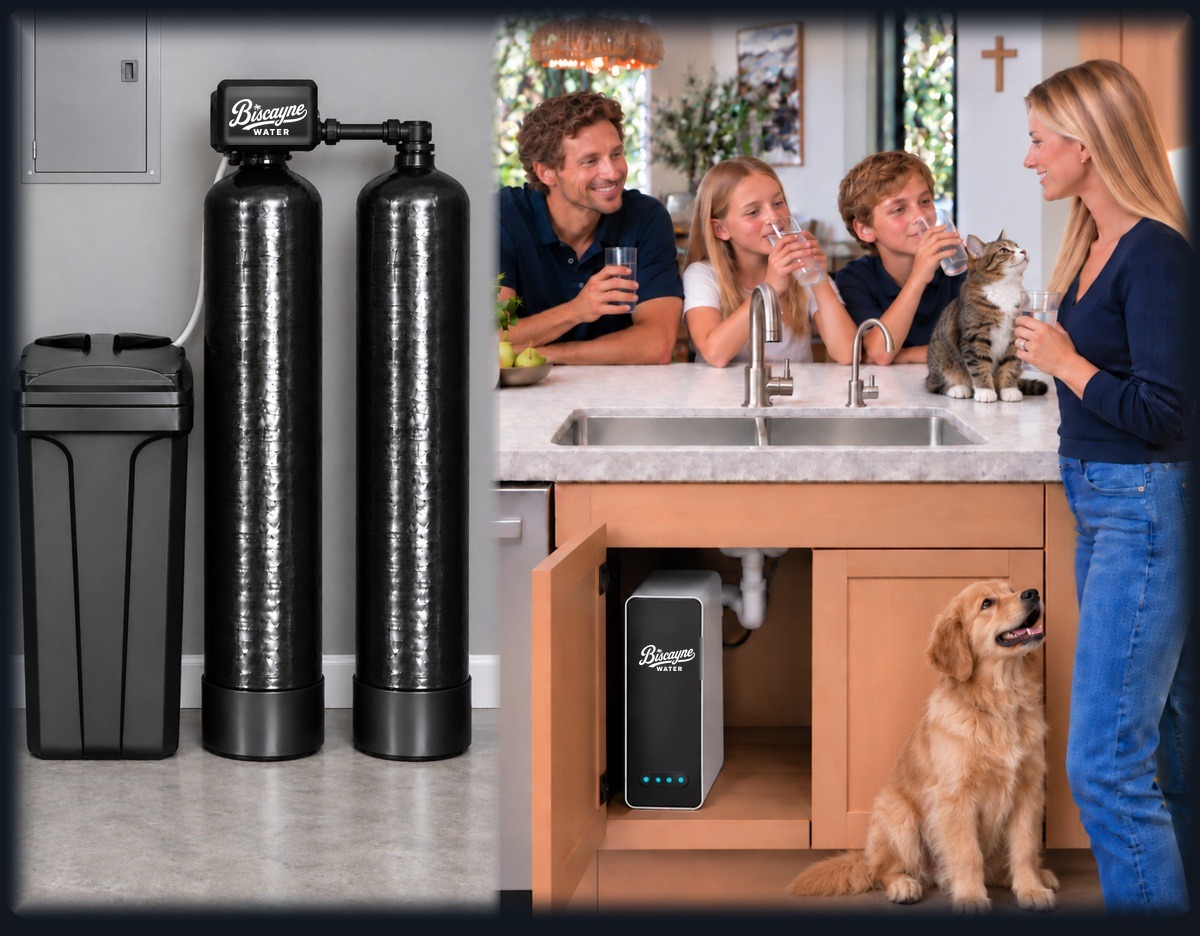 Biscayne Water Dual Tank Complete System equipment and family kitchen